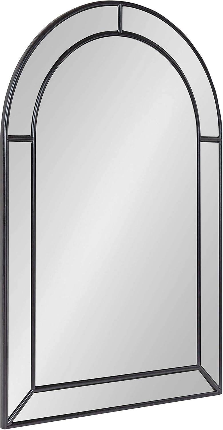Kate and Laurel Fairbrook Transitional Arched Wall Mirror, 20 x 30, Black, Sophisticated Glam Mirror Decor for Wall