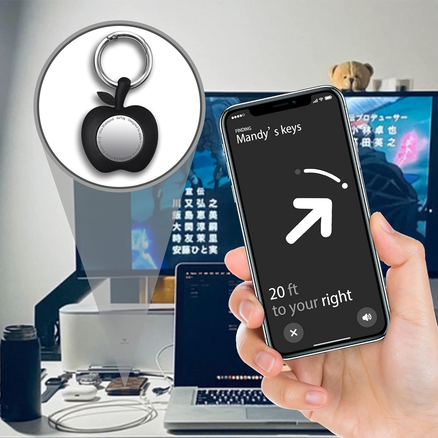 for apple air tag cases silicone 2pack airtag trackerdog tag clip for collar with anti lost keychaiprotective airtag keychain holder cases