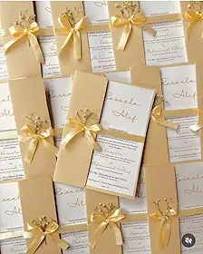 Convites de Casamento Personalizados com Envelope, Convite Interno e Flor Seca, Estilo Elegante com Laço de Fita, 10 Unidades