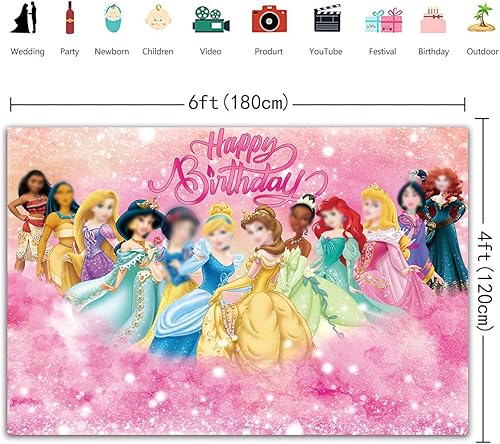 Miniatura 2 de Telón de fondo rosa de princesa para niñas 1 2 cumpleaños para fiesta de cumpleaños, princesa, cuento de hadas, fotografía, decoración de fondo,