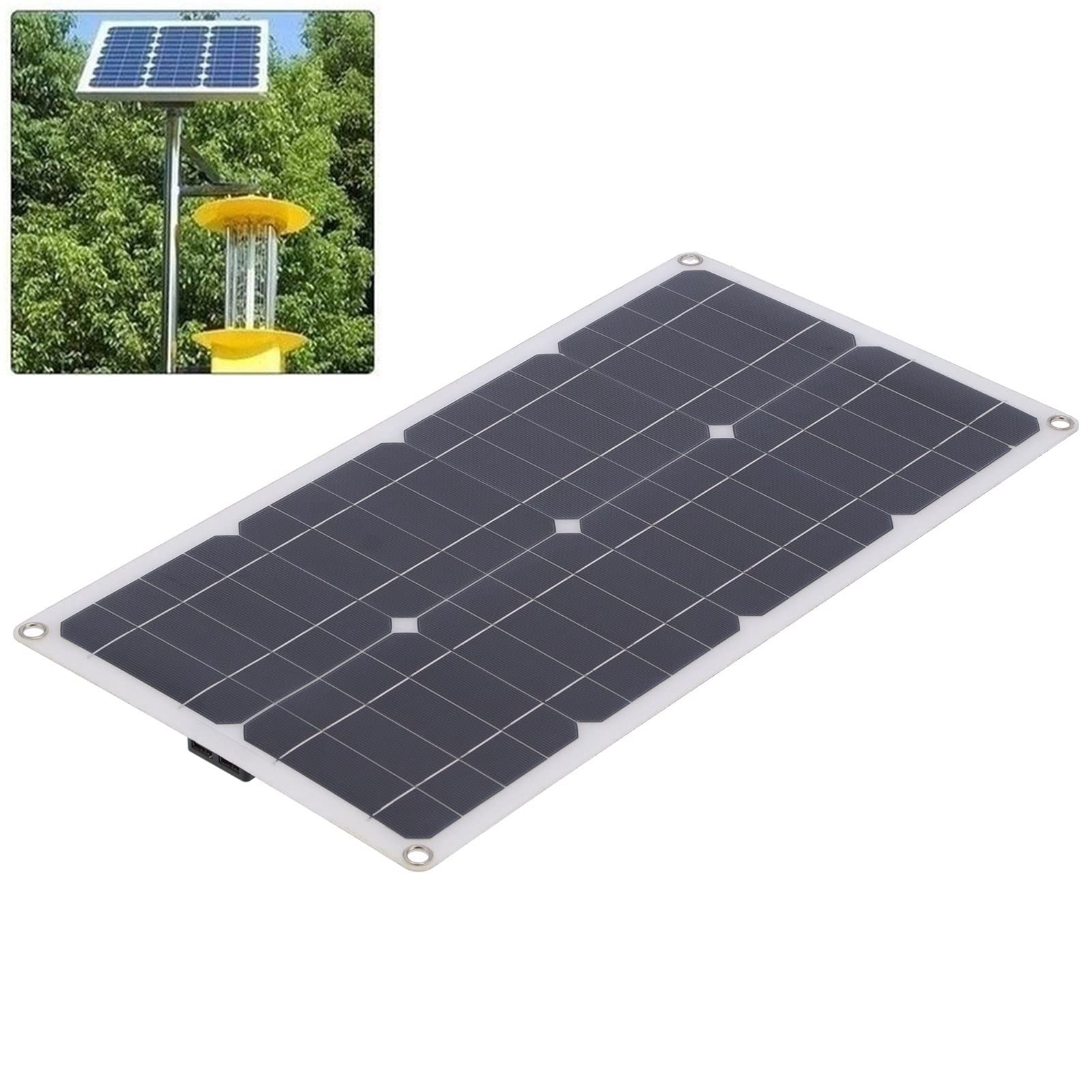Kit Caricabatterie per Pannello Solare, Modulo Fotovoltaico Monocristallino 12V 24V 25W con Cavo di Prolunga per Controller di Carica 30A, Kit Caricabatterie Solare Portatile Fuori