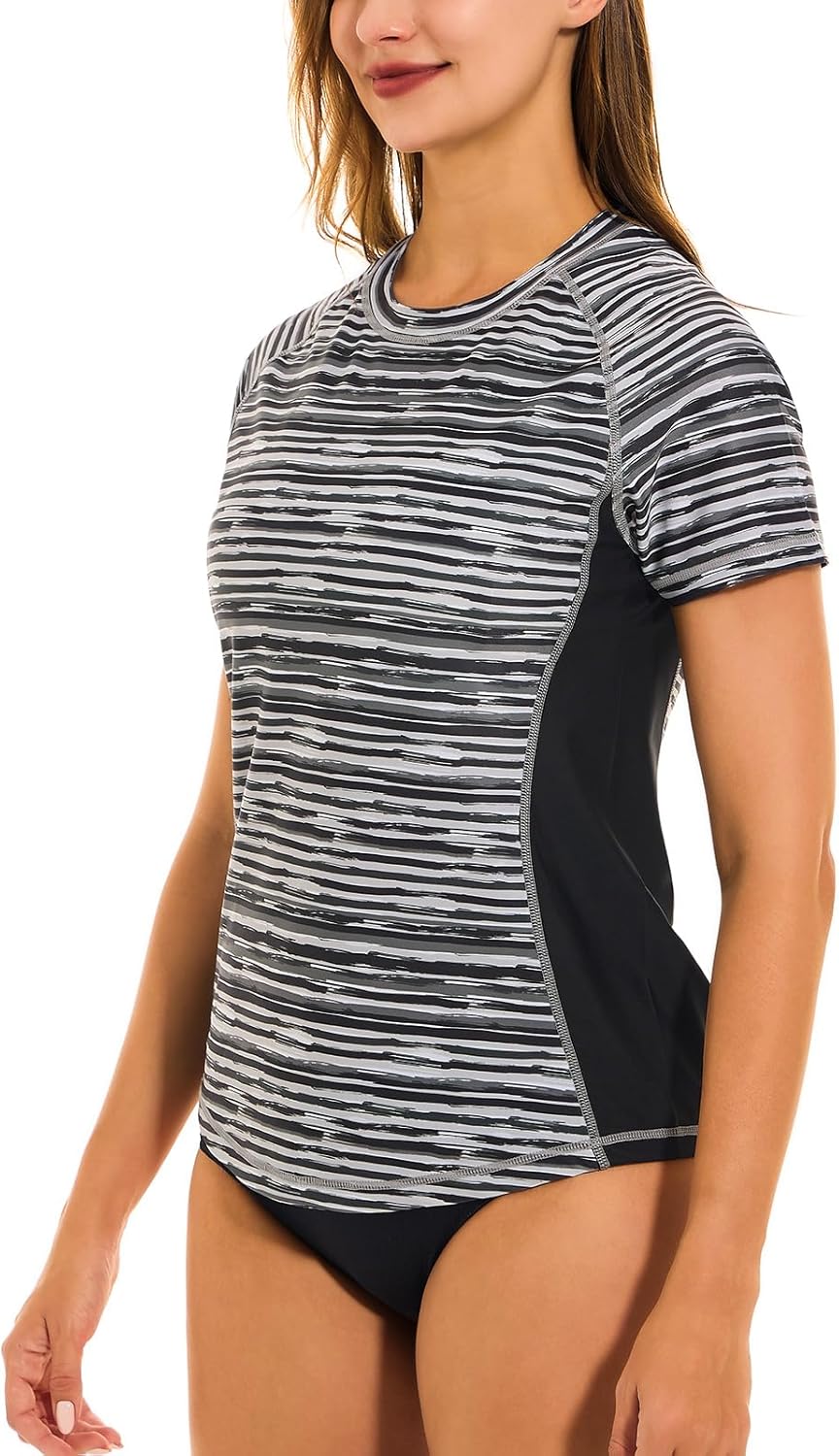 HODOSPORTS Women's UPF 50+ Rash Guard Sun Protection Swim Shirt Quick Dry Swimsuit Lightweight Short Sleeve - Image 2