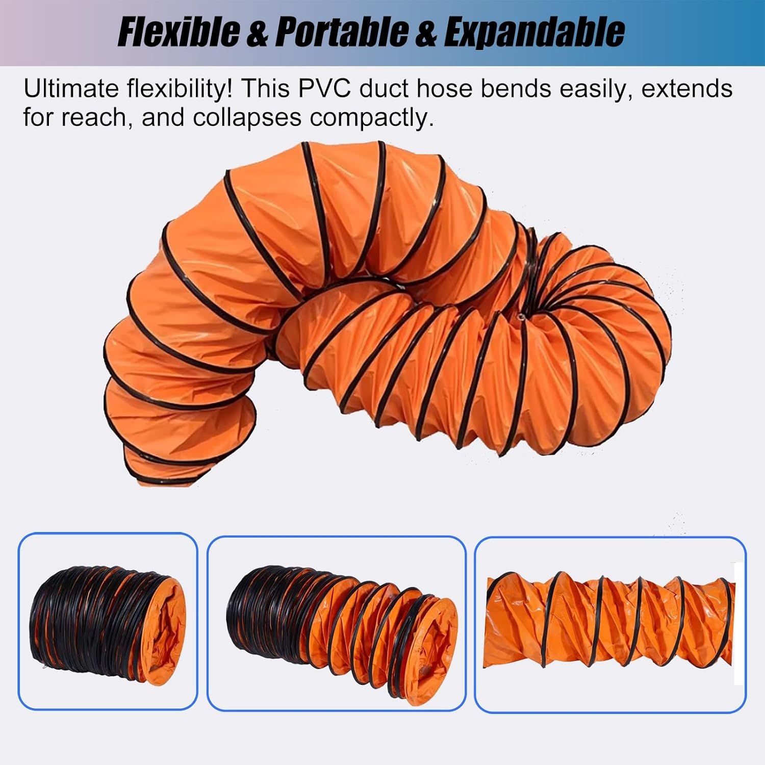 Industrial Retractable Flexible Duct Exhaust Fan Air Ducting Hose Pipe for 30 28 24 20 18 16 14 12 10 8 Dia Utility Blower, Temporary Hvac Pipe Transfer Hose(L 6.6FT,Dia 6"/15cm)