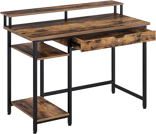 Miniatura 1 de Rolanstar Escritorio para computadora con estante y cajón para monitor escritorio de oficina en casa de 47 pulgadas estación de trabajo de mesa de