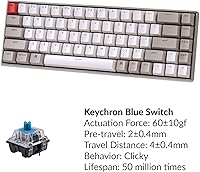 Vista 7 de Keychron K6 Teclado mecánico inalámbrico intercambiable en caliente para Mac 65 compacto 68 teclas Bluetooth multitarea teclado de juegos con cable