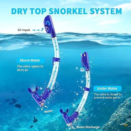 Miniatura 3 de Bairuifu Juego de máscara de esnórquel de silicona de grado alimenticio, juego de esnórquel antivaho, antifugas, máscara de buceo de vidrio