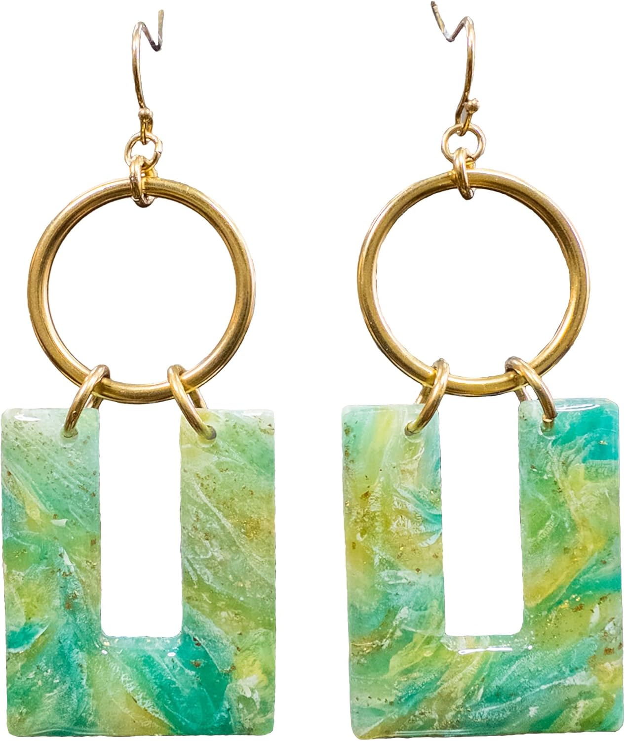 Circle and rectangle u clay earring - Kris