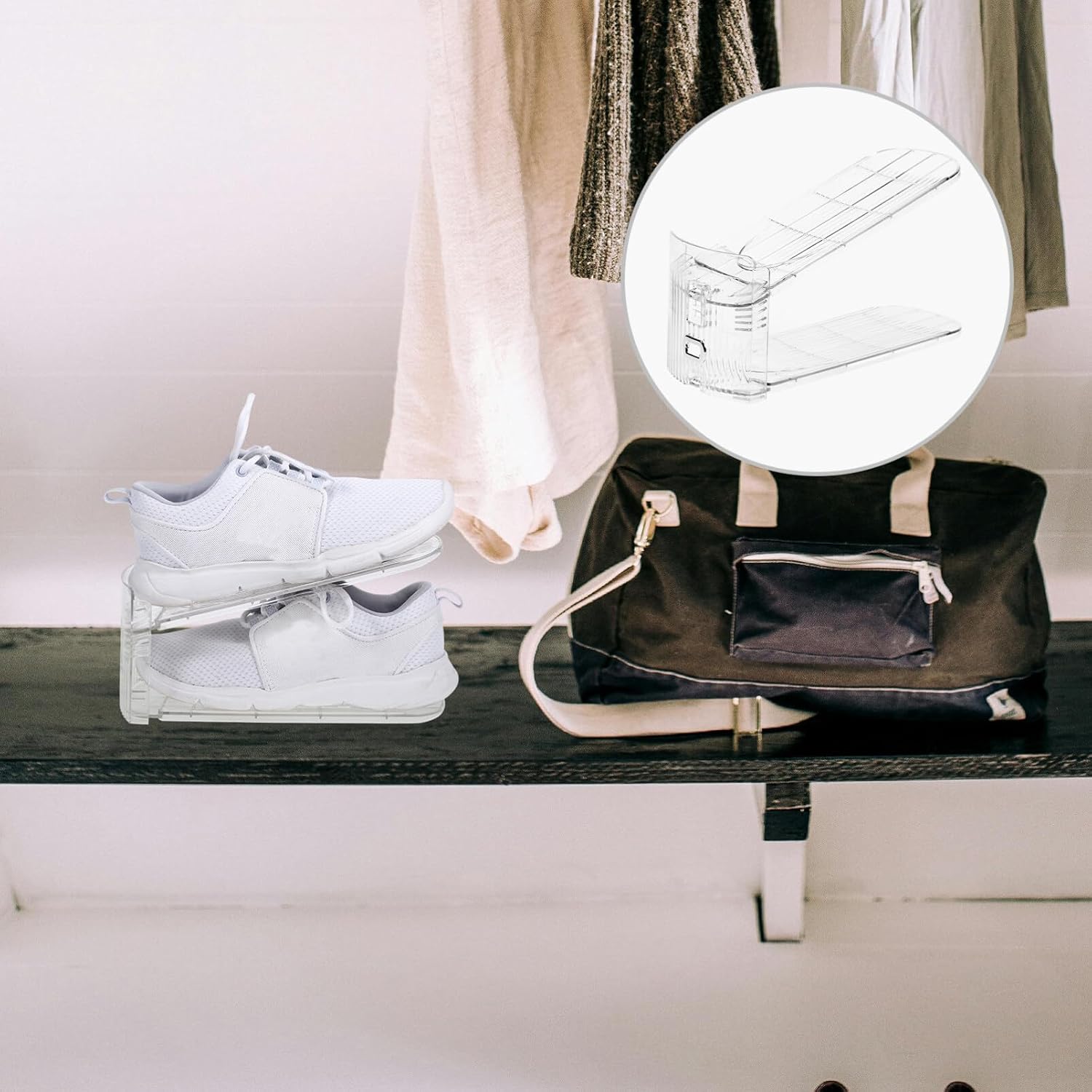 Alipis Shoe Rack Two Tier Shoe Slots Organizer: 2pcs Double Deck Shoes Storage Rack Adjustable Shoe Stacker Storage Space Saver for Entryway Shoes Organizer Closet Organization