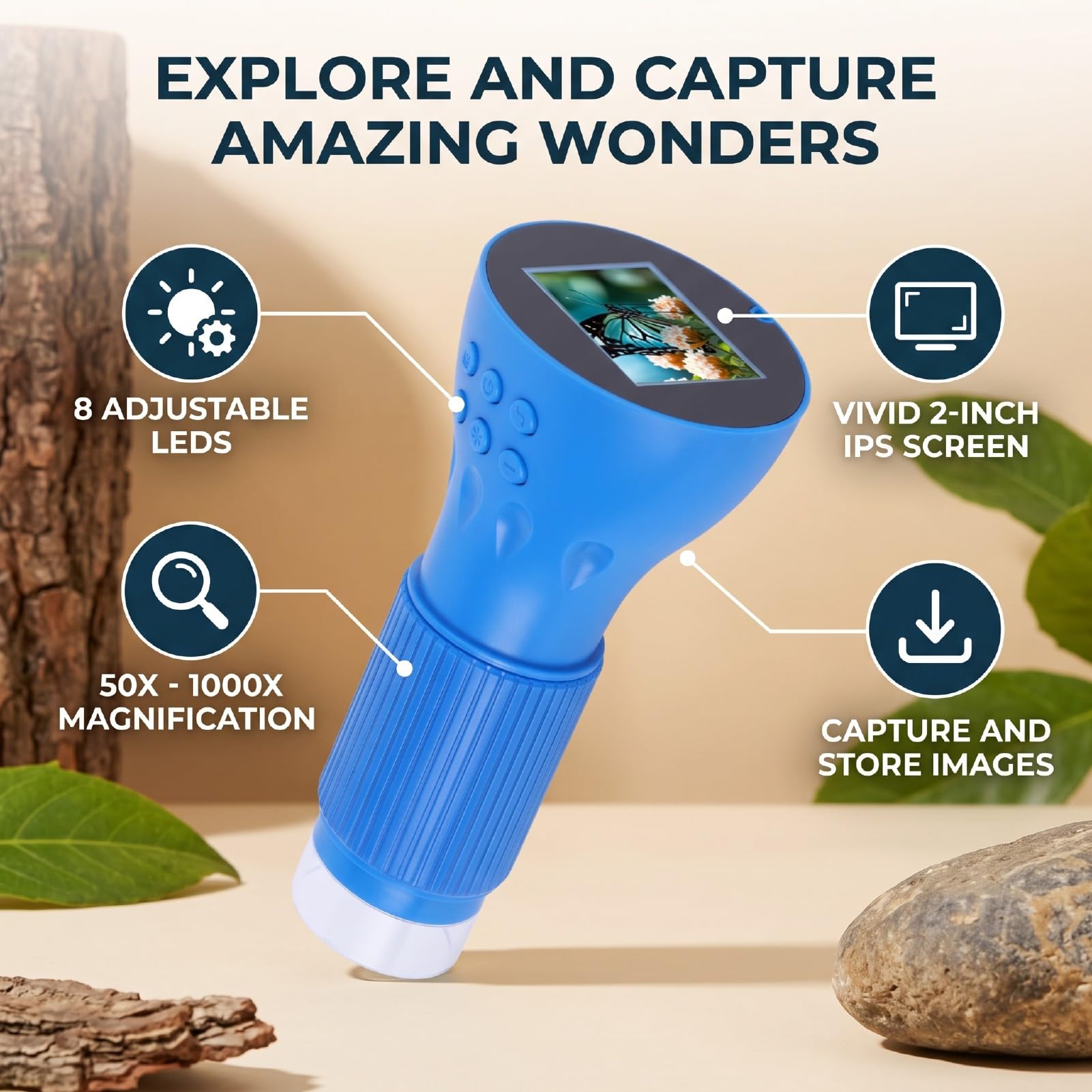 Microscopio Infantil de Mano con Luz LED