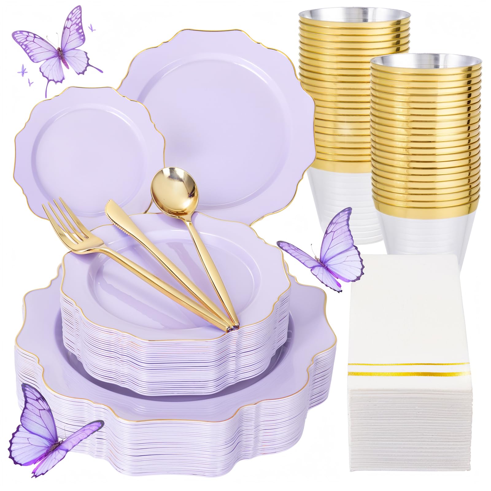Pink & Gold Disposable Plates - Party Dinnerware -13
