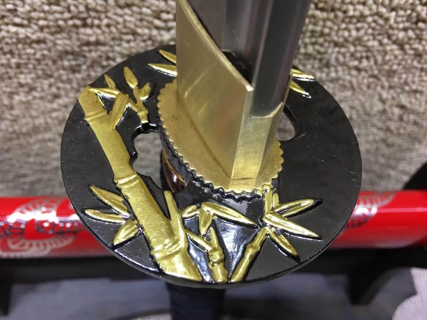 Ninja Sword,Handmade,Medium Carbon Steel bade,Red Scabbard,Full Tang