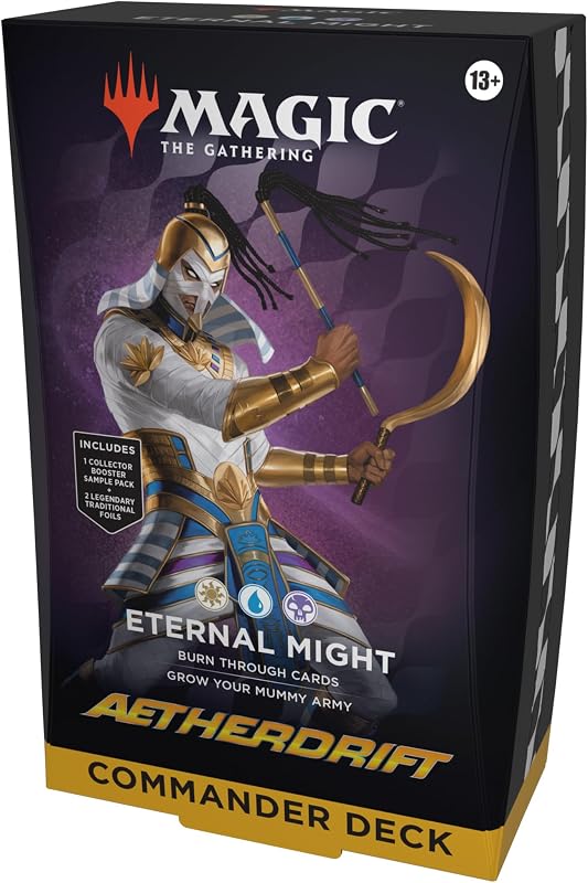Aetherdrift Commander Deck - Eternal Might (100-Card Deck, 2-Card Collector Booster Sample Pack + Accessories)