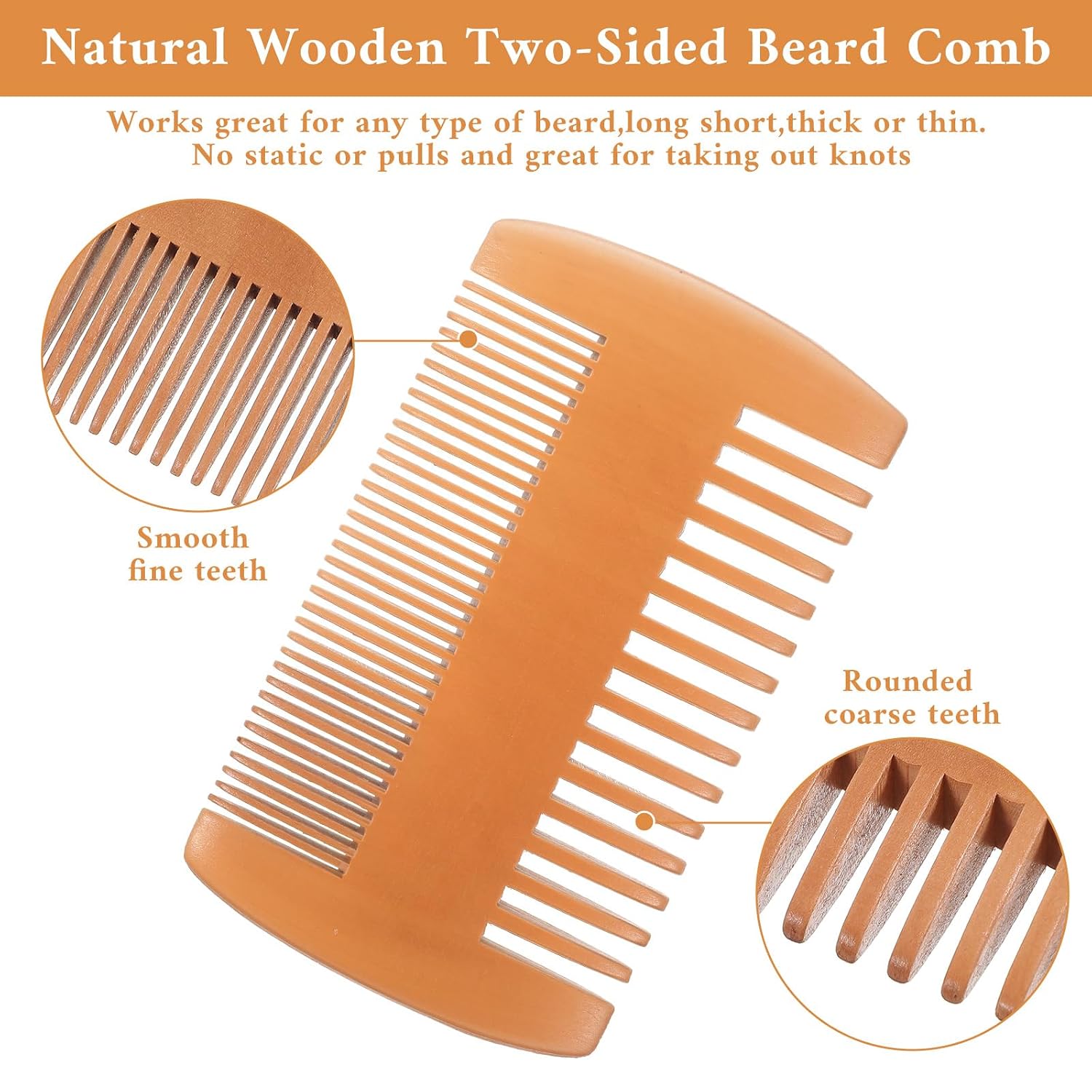 Professional 12-Piece Sandalwood Beard Comb Set with PU Leather Cases - Dual-Sided Fine & Wide Teeth for Grooming, Styling, and Detangling Facial Hair