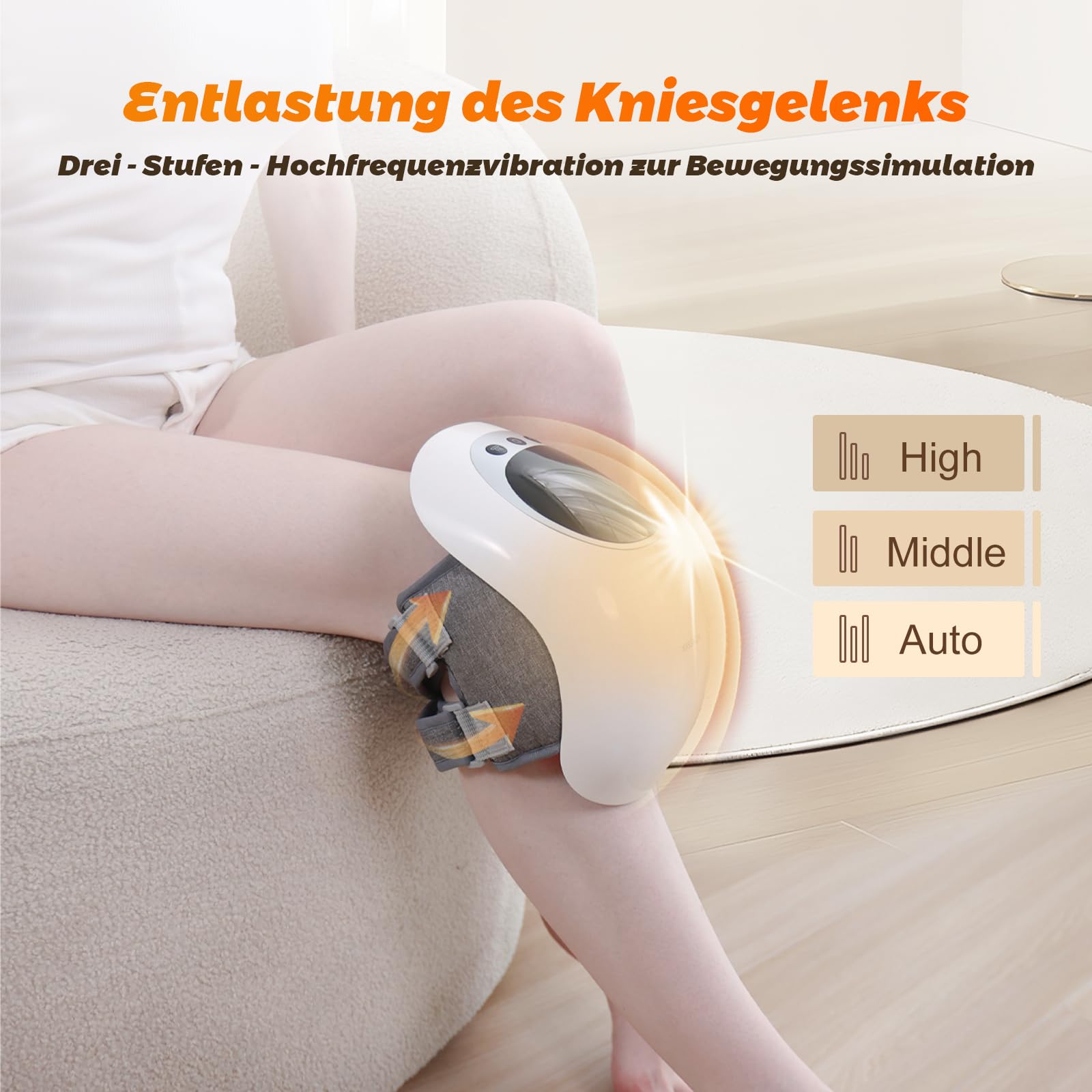 Masajeador para Rodillas – 3 Niveles de Temperatura, Terapia de Luz Roja, Pantalla LCD, Terapia de Calor y Vibración, 7000 RPM, Autonomía 120 Minutos
