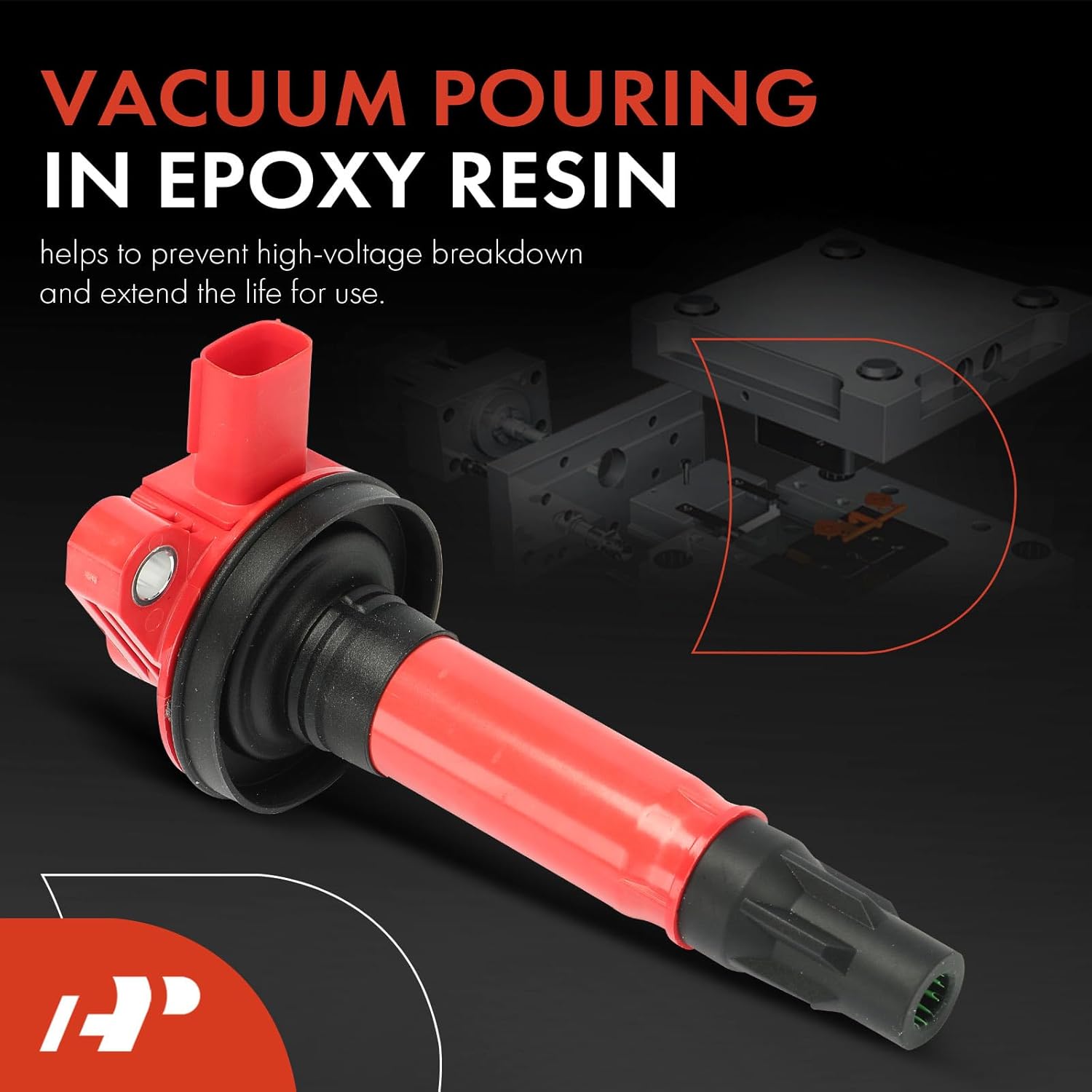A-Premium (Red) Engine Ignition Coil Pack Compatible with Ford F-150, Explorer, Fusion, Edge, Transit-150, Transit-350 HD, Mustang, Taurus, Taurus X, Flex & Mazda 6, CX-9 & Lincoln MKZ, 6-PC Set