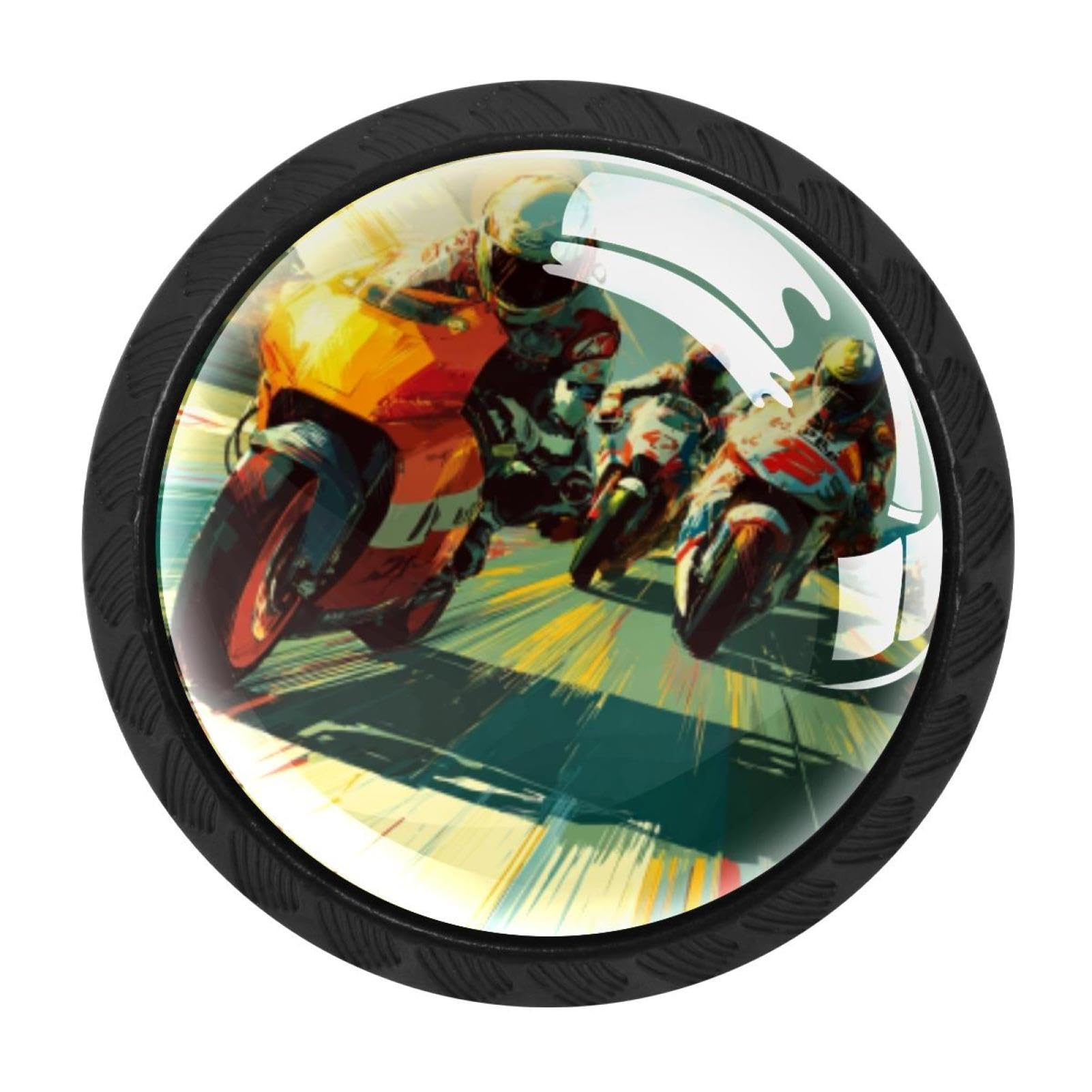 CHENZZZZ 4 Pack Motorcycle Racing Drawer Knobs Cabinet Knobs Crystal Glass Knobs Pulls Handles for Kitchen Cabinet Hardware Cupboard Door Dresser Wardrobe Home Decor