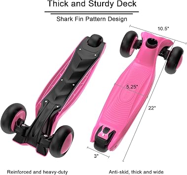 Allek キックスクーター B03 Lean 'N Glide 3輪プッシュスクーター エクストラワイドPUライトアップホイール付き 高さ調節可能なハンドルバーと強力で厚いデッキ 3~12歳のお子様向け