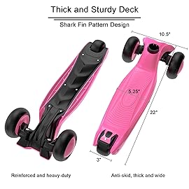 Allek Kick Scooter B03, Lean \'N Glide 3-Wheeled Push Scooter with Extra Wide PU Light-Up Wheels, Any Height Adjustable Handlebar and Strong Thick Deck for Children from 3-12yrs (Rose Pink)