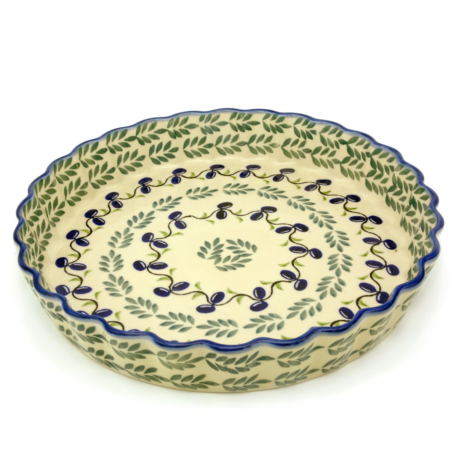 Bunzlauer ceramika forma do tarty lub quiche 26,5 cm (dekoracja oliwkowa)