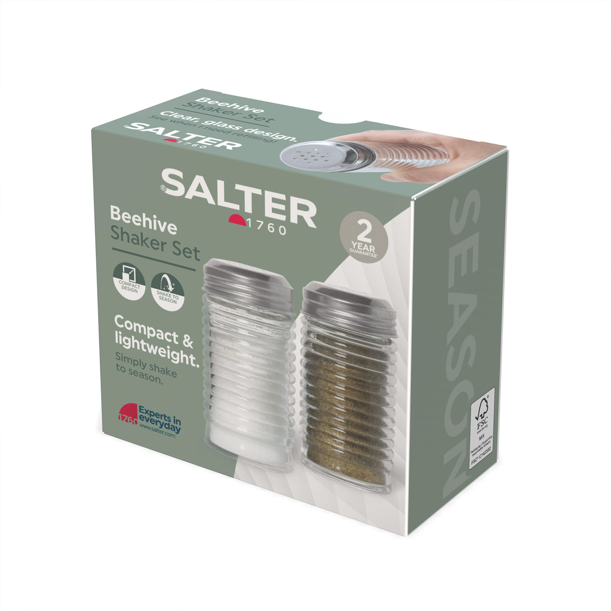 Salter 751 CLXR Ensemble Salière et Poivrière en Verre Sodocalcique, Lot de 2