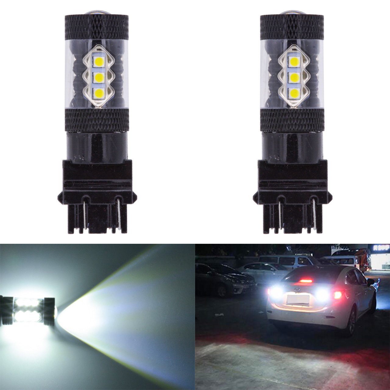 KATUR 3157 3156 3056 3057 4157 T25 LED Lampadine 12 Pezzi 3020SMD Chipset 2800 Lumen utilizzati per Luce di riserva, Luce Posteriore, Luce Freno o DRL, Xenon White (Confezione da 2