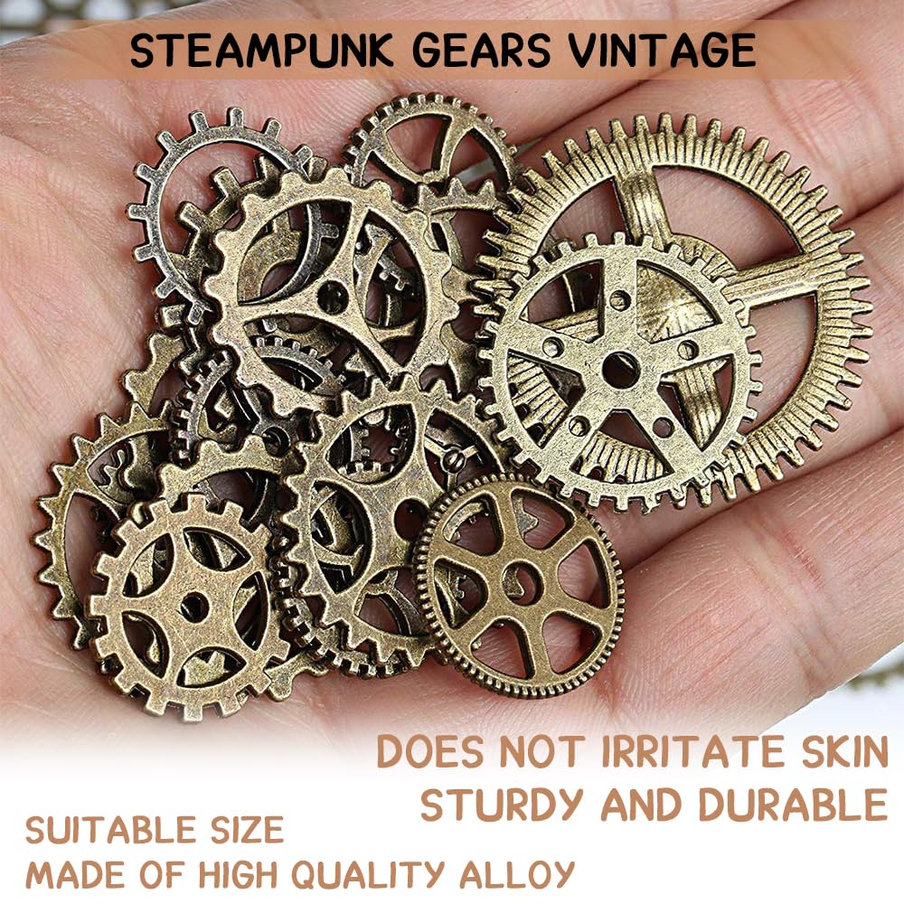 50g Steampunk Gears, Set de Colgantes Metálicos Vintage para Joyería DIY, Accesorios Cosplay y Manualidades.