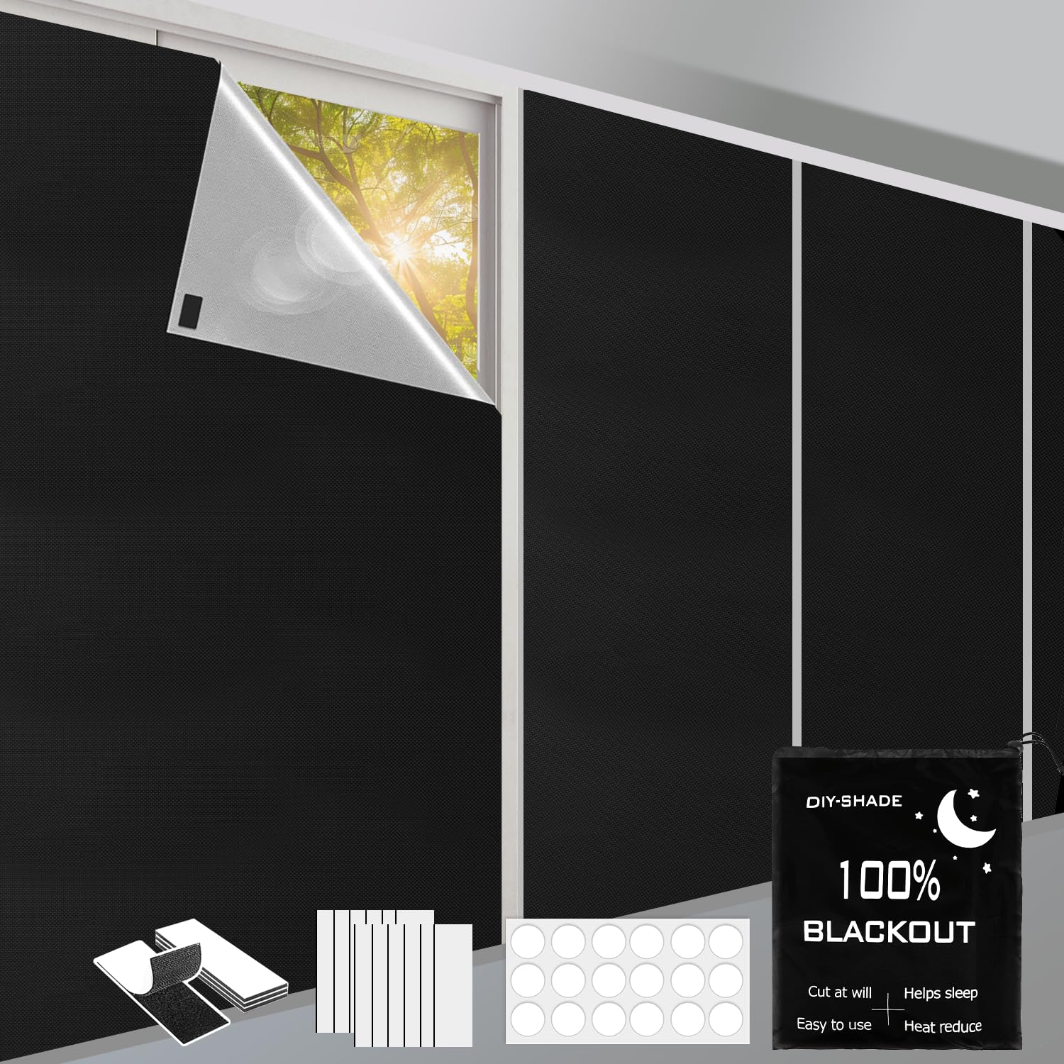 Dachfenster Verdunkelung, 420D Oxford 100% Fenster Verdunklungsstoff Verdunklungsrollo, Sonnenschutz Hitzeschutz, Tragbare Reise Verdunklungsstoff
