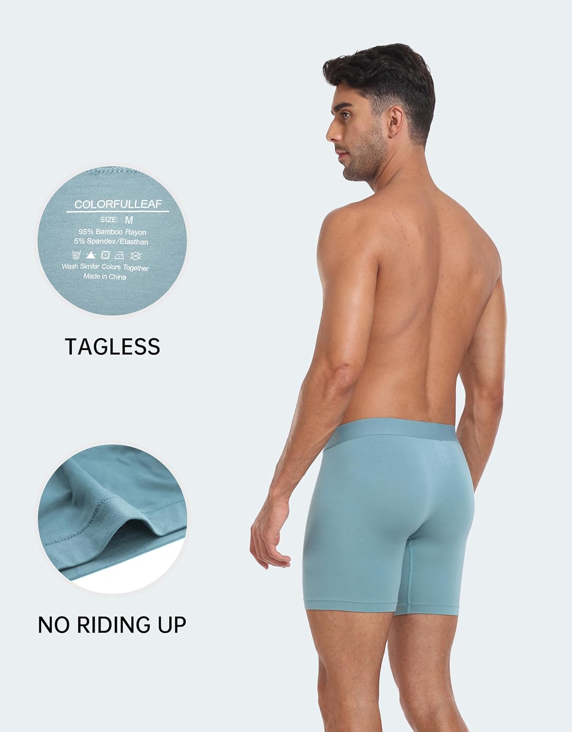 COLORFULLEAF Men's Underwear Soft Rayon Made From Bamboo Boxer Briefs for Men Pack with Fly Opening - Image 5