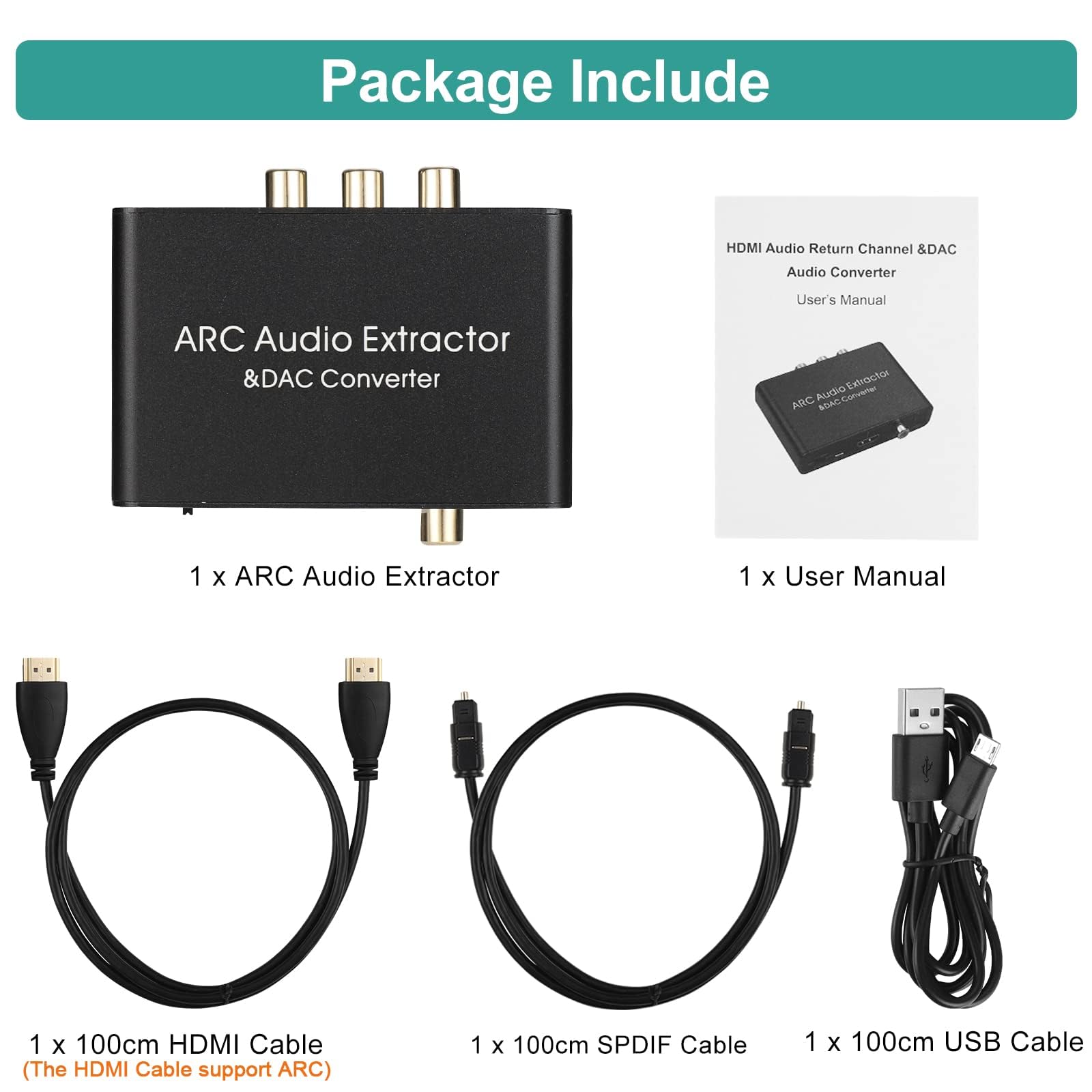 UNSTINCER HDMI ARC Audio Extracteur, 192khz stéréo Convertisseur Numérique spdif optique toslink coaxial vers Analogique RCA L/R 3.5mm Jack et toslink coaxial DAC Adaptateur pour TV Home Cinéma ps3/4