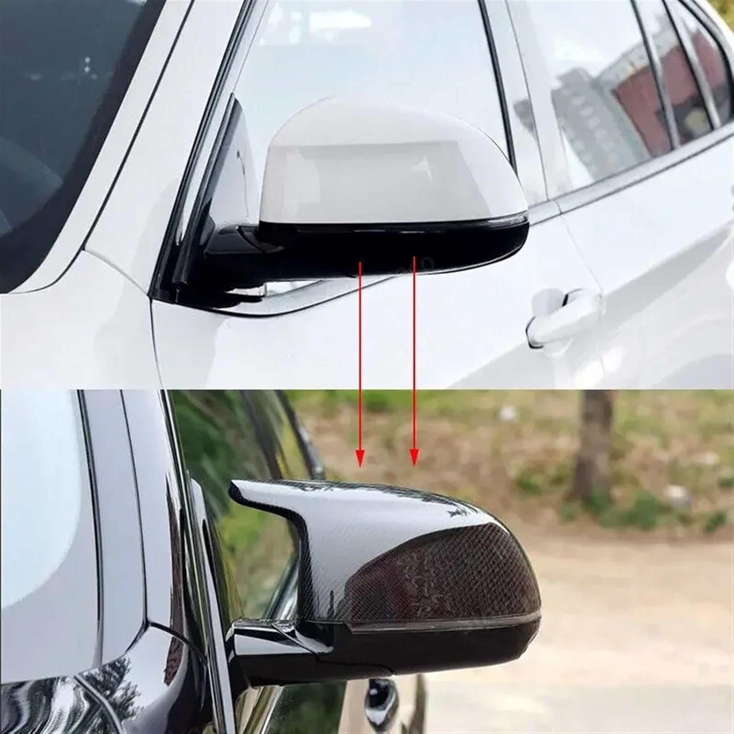 Compatible For BMW X3 F25 X4 F26 X5 F15 X6 F16 2014-2018 Car Replacement Rearview Side Mirror Cover Wing Cap Exterior Door Case Trim Carbon (Color : Gloss Black)