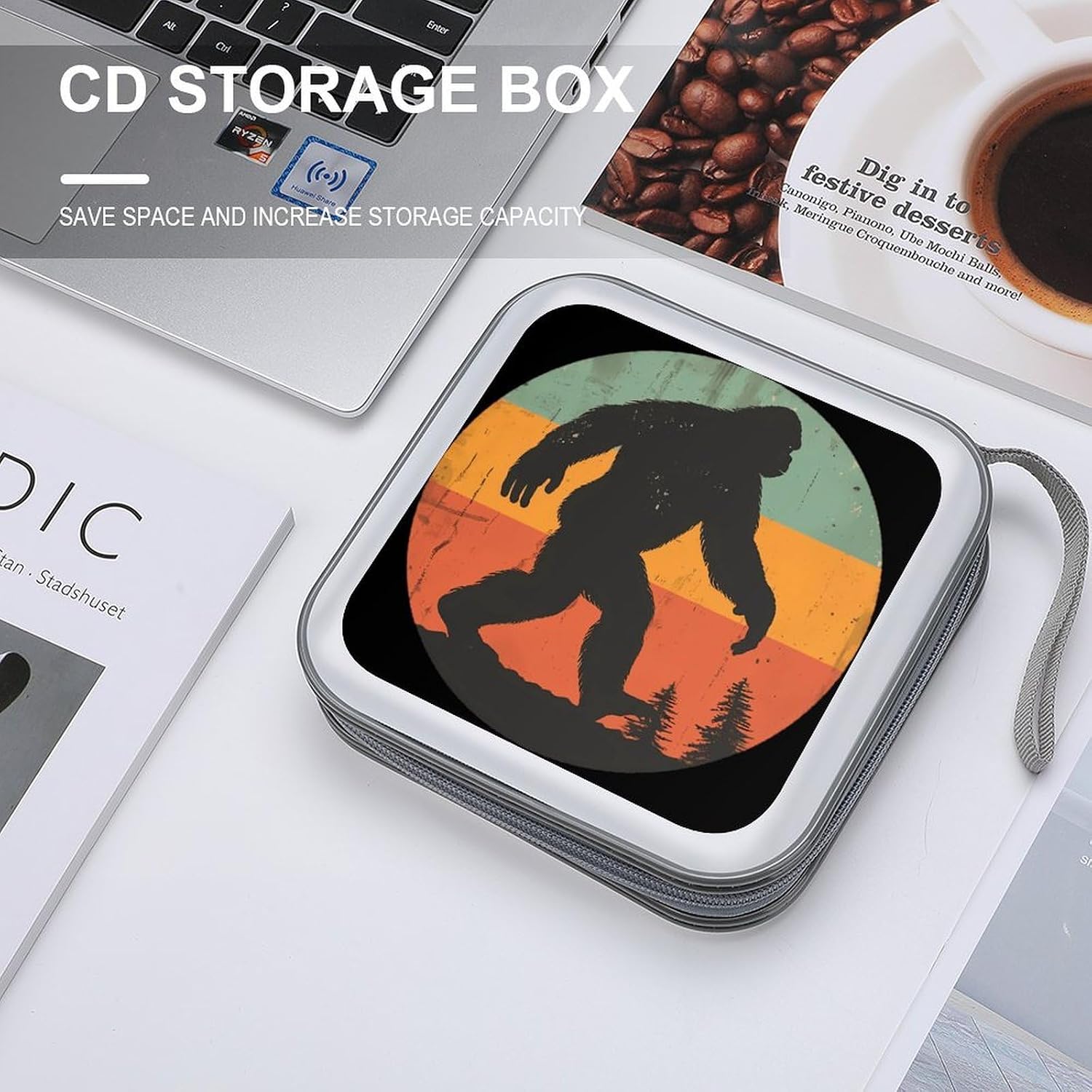 Bigfoot Vintage Sasquatch CD Cases DVD Holder Storage Box Plastic Protection Case for Car Home Office Travel image 4