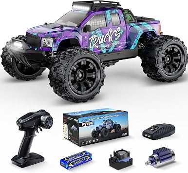 1/14 RC Cars 50 KPH 4WD Offroad Truck with 25W Fast Charger 3S Batter | 2845-3600kv Brushless Motor,11KG-CM Waterproof Servo,35A Brushless ESC,2.4GHz with anti-interference