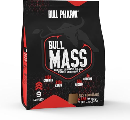 Bull Mass Muscle Gainer Protein Powder (9 Servings) | Increased Athletic performance | Strength | Weight Gain | Lean Muscl...