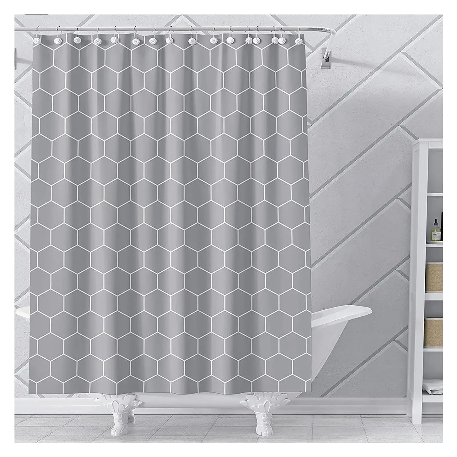 Rideau de douche jaune vichy 90x180cm | Décoration salle de bain abstraite colorée