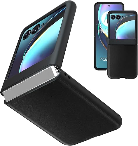 Miniatura 1 de Eastcoo Funda delgada para Motorola Moto Razr Plus (2023), piel + parte trasera de policarbonato duro soporte de carga inalámbrica Funda protectora