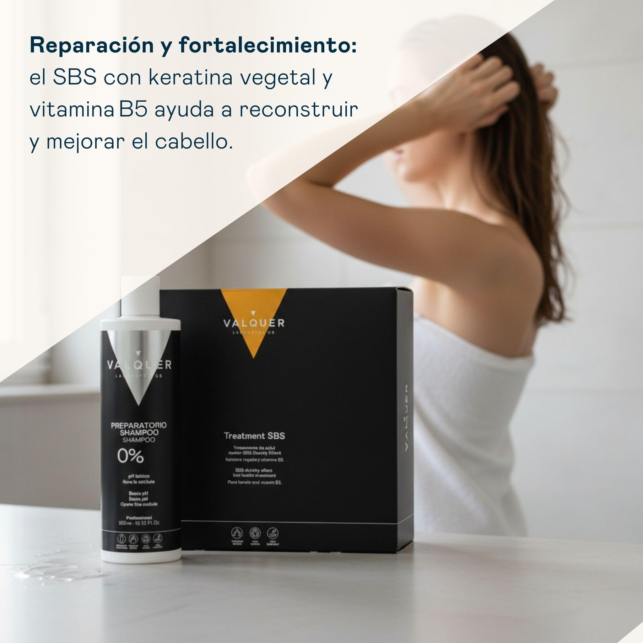 Valquer Pack Tratamiento de Salud Capilar SBS y Champú Preparador 300 ml. Hidrata, Repara y Regenera el Cabello Dañado y Seco con Keratina Vegetal, Germen de Trigo y Vitamina B5. Vegano.