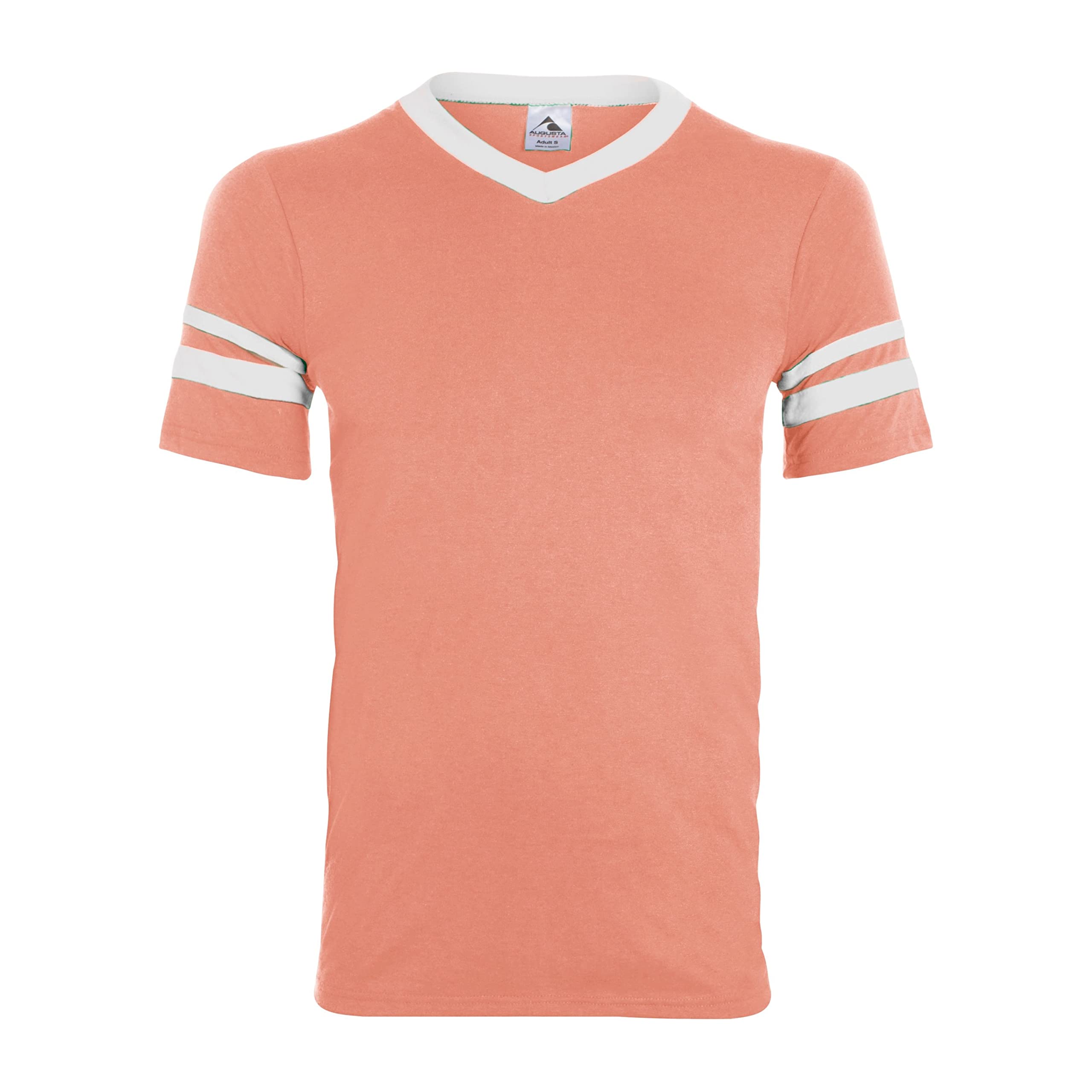 Augusta Sportswear Men's Small Sleeve Stripe Jersey, Coral/White