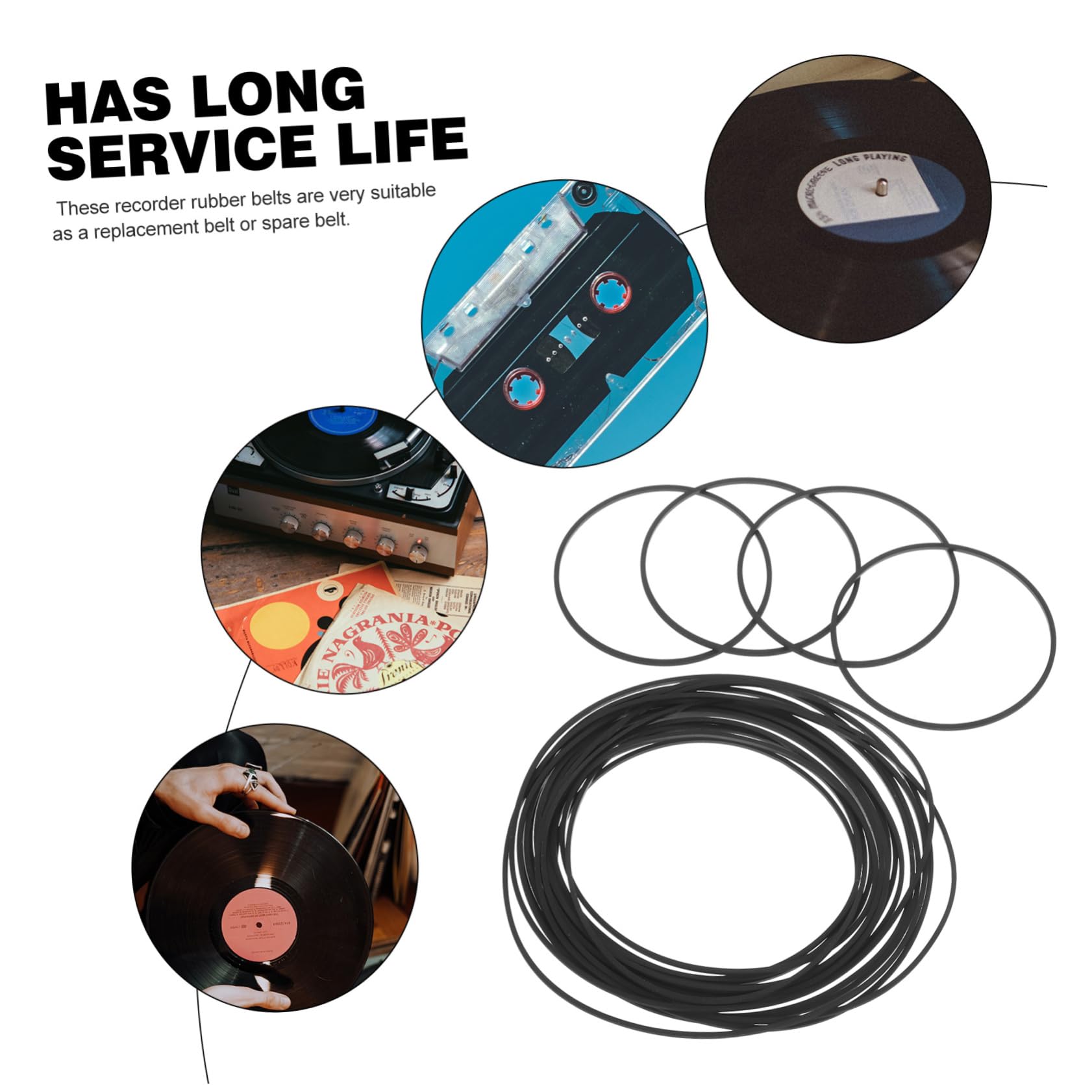 VICASKY 20pcs Cassette Belts for Recorder Maintenance Rubber Drive Belts for Cassette Tape Machines for Video Players DVD Drives and Recorders