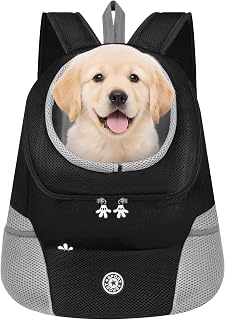Haustier Rucksack mit Netzfenster, Atmungsaktive Leichte Hundetasche, HundeRucksack und KatzenRucksack für Kleine Haustiere(Unter 7,5 kg), Tragbare Faltbare Haustier Rucksack, Head-Out-Design,L