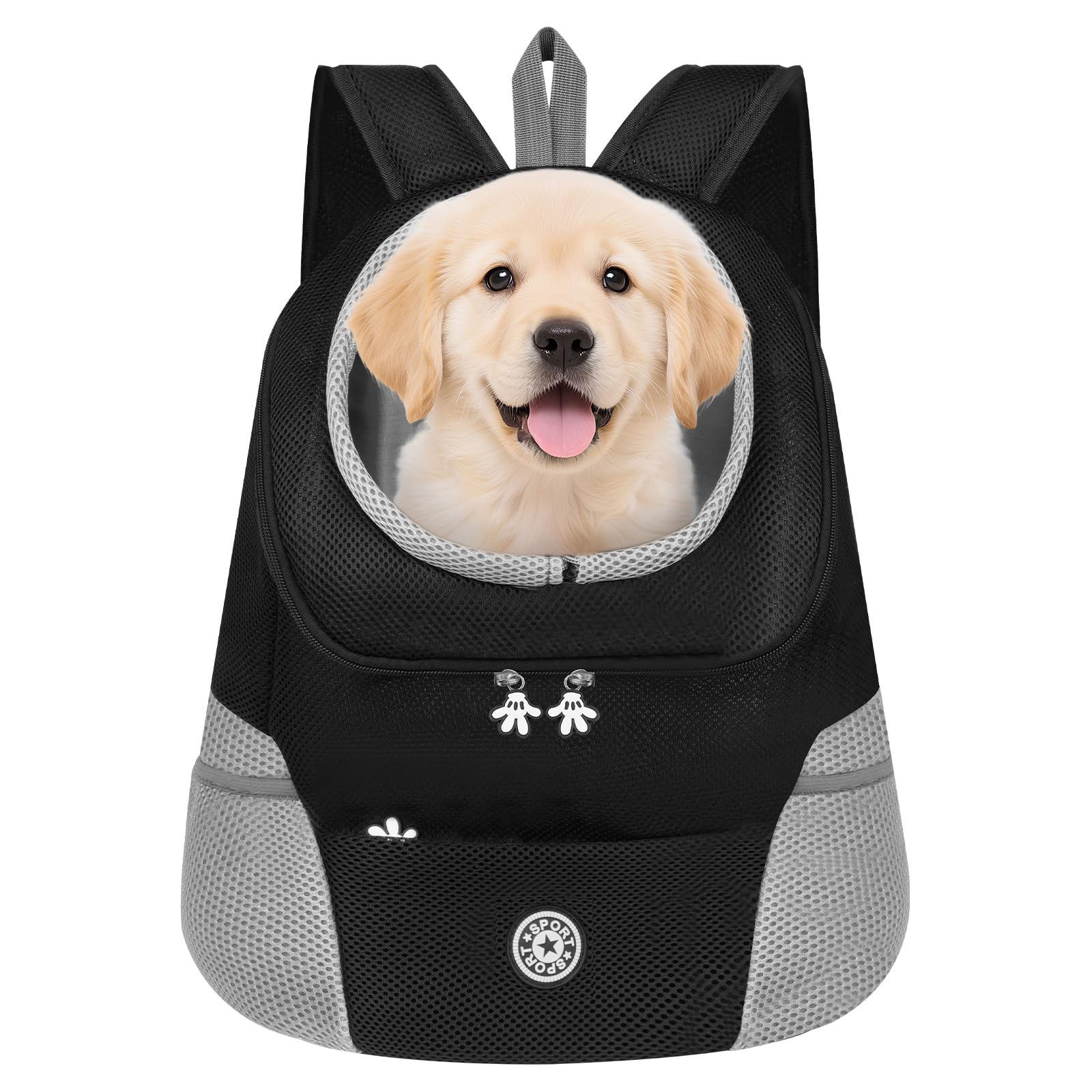 Zaino per Cani e Gatti Regolabile 6-9 kg Traspirante Portatile con Tasche Frontali
