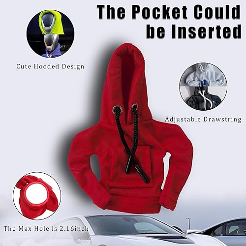 Miniatura 6 de Funda para palanca de cambios de automóvil, sudadera con capucha con perilla de palanca de cambios de automóvil, funda para pomo de palanca de