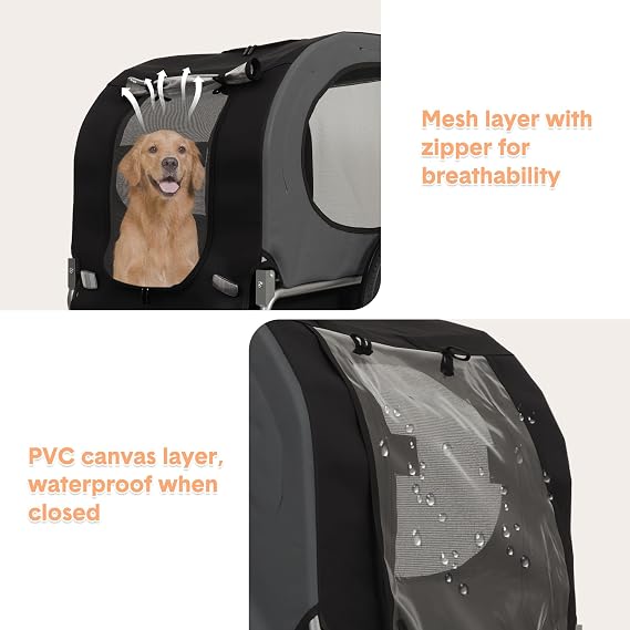 Rascal Pet Trailer, Folding Pet Dog Trailer Cart for Bicycle, Bike Cargo Wagon Carrier with Hitch & 22 -28 Wheel, Orange