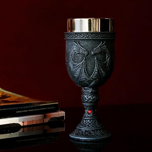 Miniatura 3 de alikiki Copa medieval de dragón de noche oscura – Regalos de mazmorras y dragones, ideas de juego de tronos, mercancía de 7 onzas, taza gótica GOT