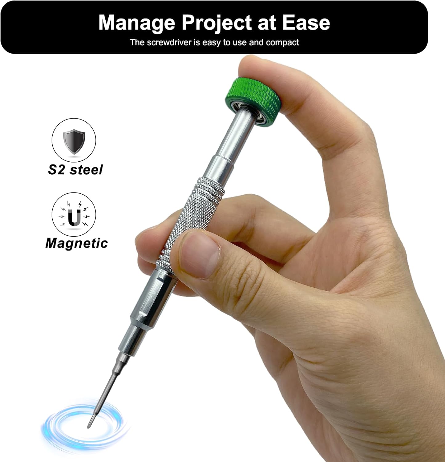 Tri-point Screwdriver Y000 0.6mm for Mobile Phone & Smartwatch, Magnetic S2 Steel Tip, Rotable Bearing Cap, Anti-slip Grip, Triwing Precision Screwdriver Repair Tool for Electronics