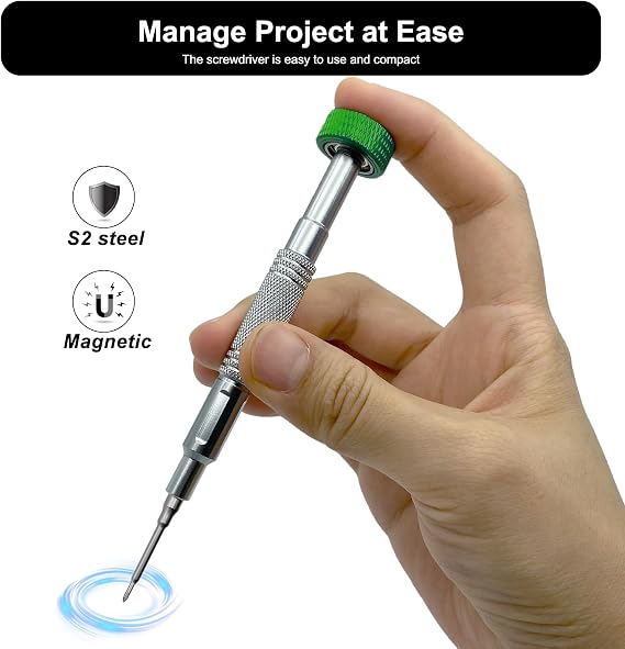 Tri-point Screwdriver Y000 0.6mm for Mobile Phone & Smartwatch | Magnetic S2 Steel Tip, Rotable Bearing Cap, Anti-slip Grip, Triwing Precision Screwdriver Repair Tool for Electronics