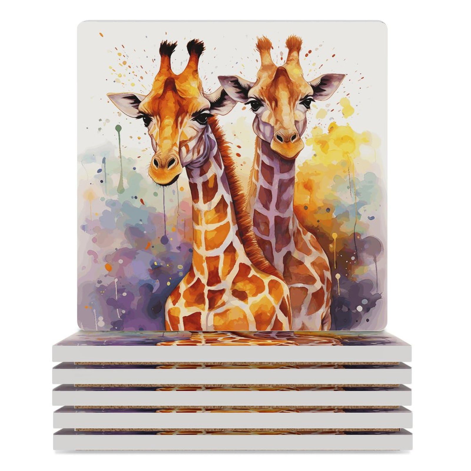 Dessous de verre céramique girafe aquarelle de qualité pour sublimer votre intérieur