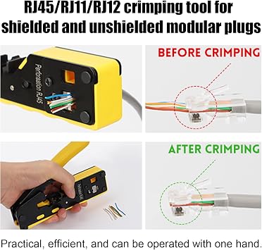 RJ45 Crimp Tool Pass Through Ethernet Crimper for Cat5 Cat6 Cat7