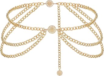 YooAi Multilayer Chain Belt for Women Metal Waist Belt Boho Sunflower Belly Chain