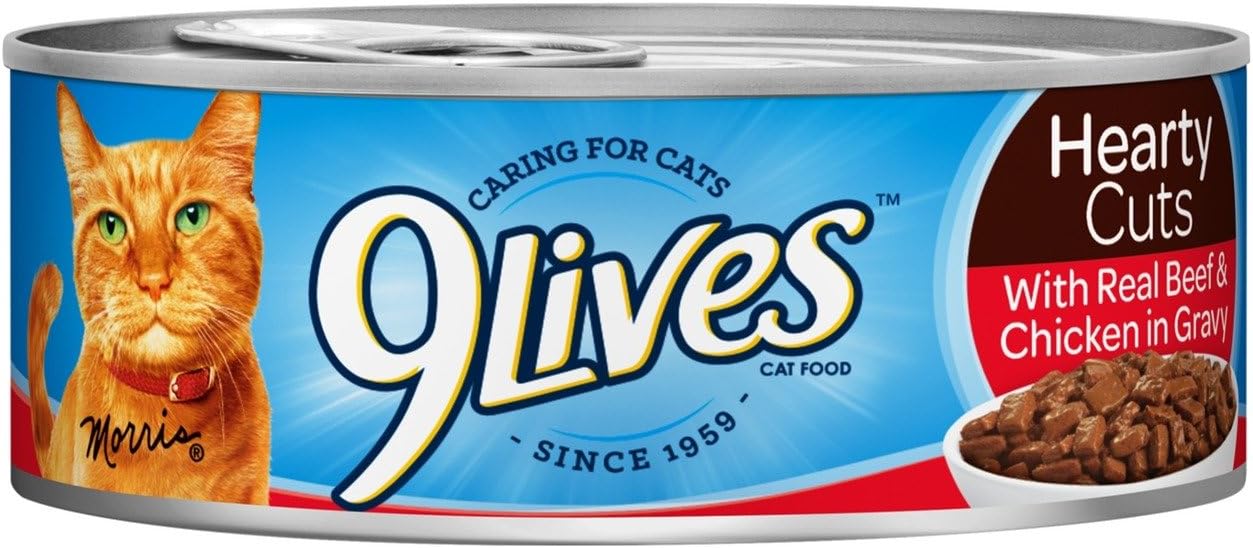 9Lives Hearty Cuts With Real Beef & Chicken In Gravy Wet Cat Food, 5.5-Ounce Cans (6 - 4 Pack)