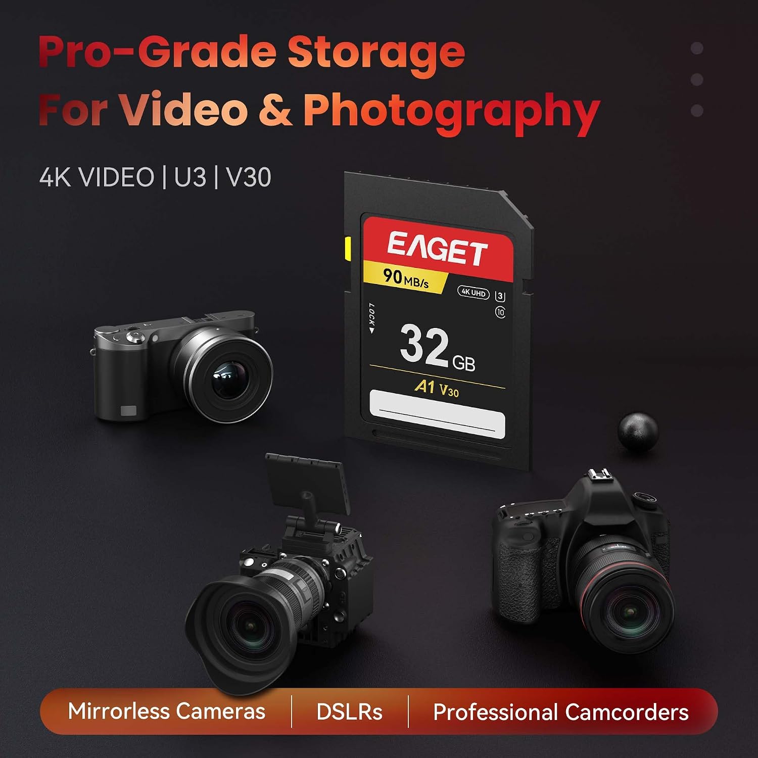 EAGET 2-Pack 32GB SD Card, Up to 90MB/s Read Memory Card